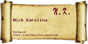 Nick Karolina névjegykártya